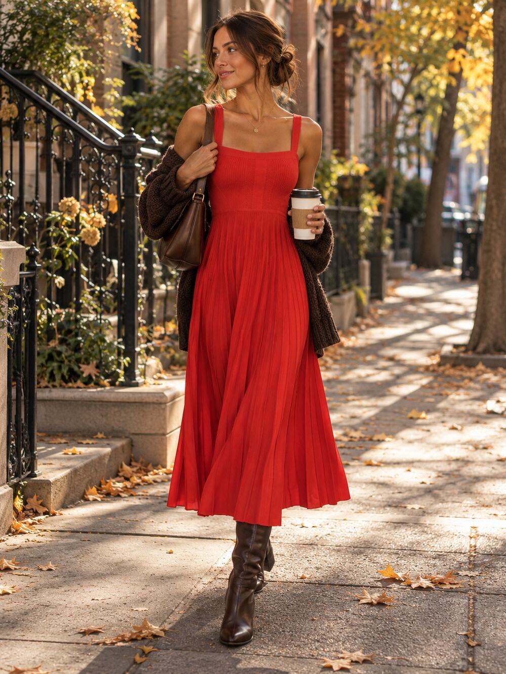 Jason Wu x RTR Knit Pleated Midi Dress in Tomato Red Size Medium